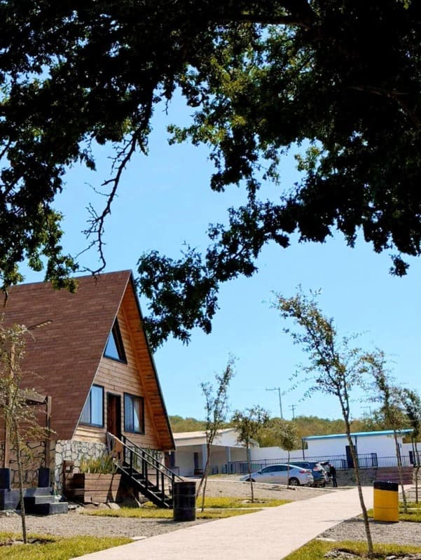 Cabaña alpina de madera y piedra en la naturaleza